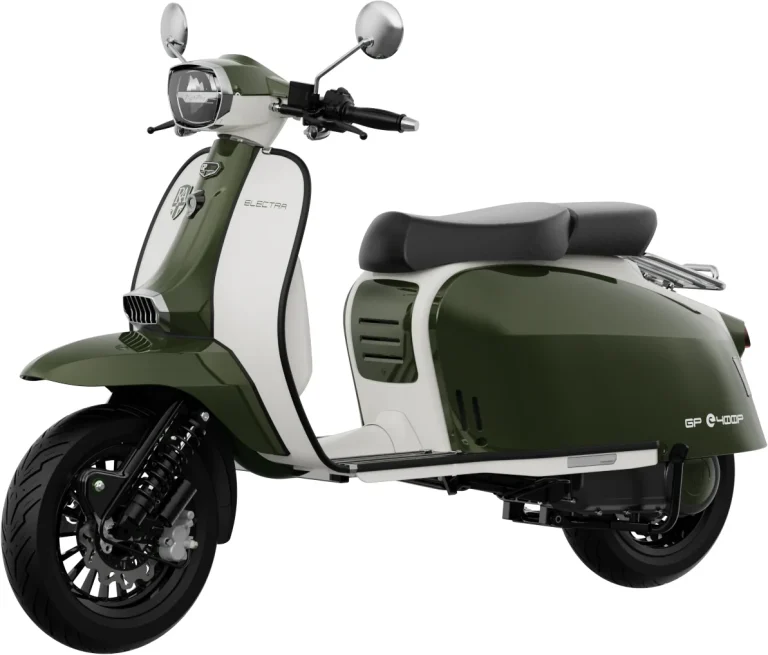 Royal Alloy GP400EV in green and ivory, front view