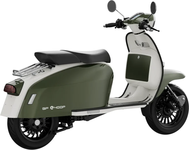 Royal Alloy GP400EV in green and ivory, rear view